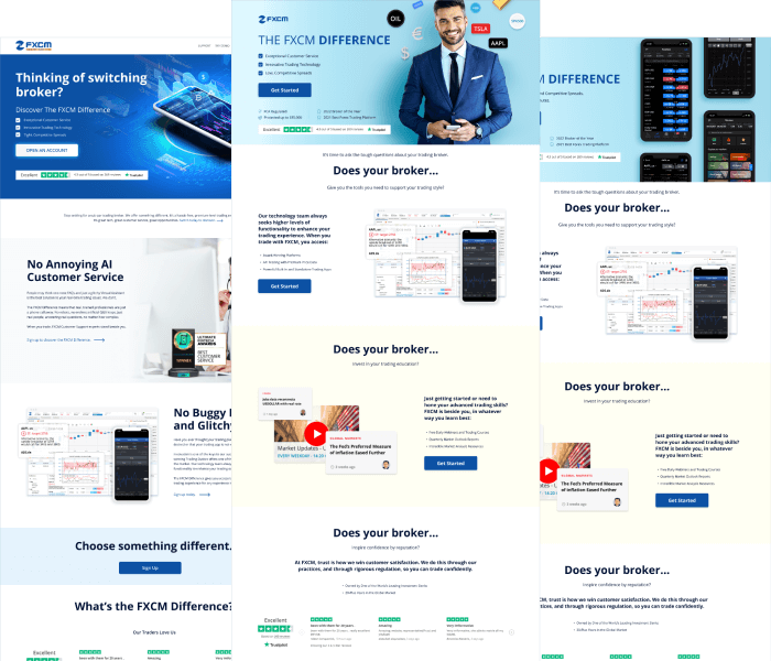 FXCM website and digital interface design
