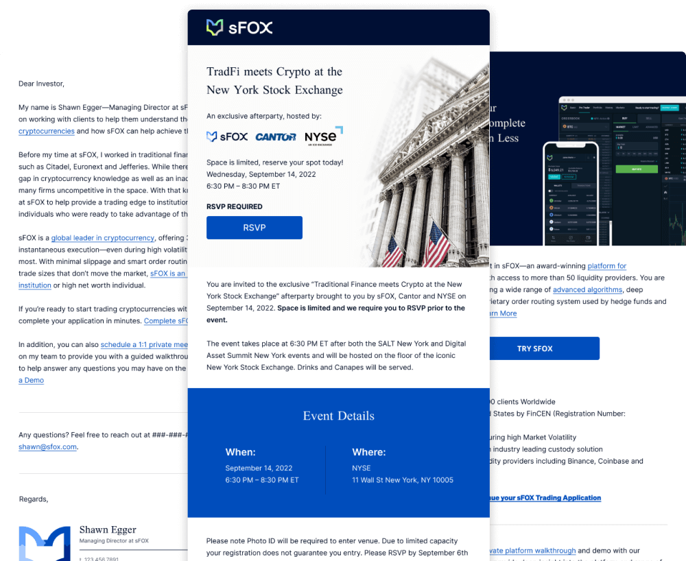 Branded email templates for sFOX